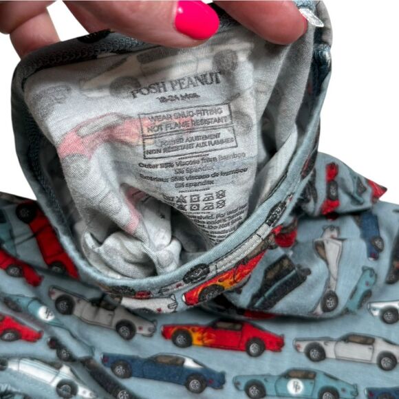 Posh Peanut Infant Boys Grey & Red Hot Rod Cars Bamboo Pajama Set - Picture 4 of 5